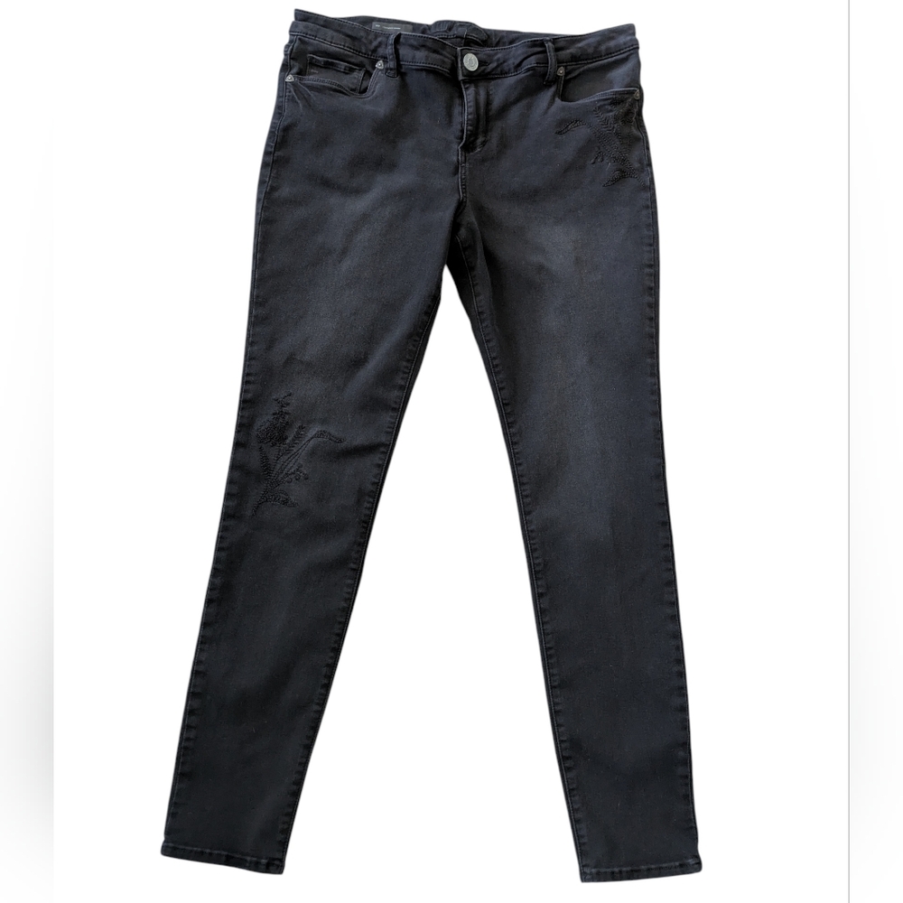 KUT From The Kloth Jeans Womens VIV Toothpick Skinny Gray Denim Embroidered W 34